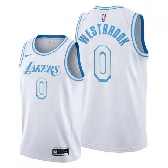 Men Lakers Russell Westbrook 2021 trade white city edition jersey