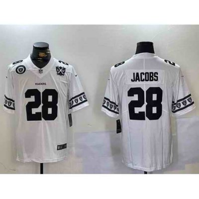 Men Las Vegas Raiders 28 Josh Jacobs White Limited Stitched Jersey 3