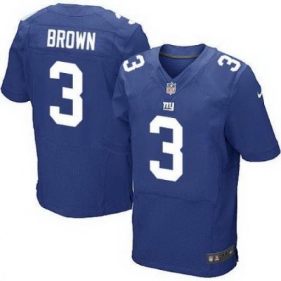 Nike Giants #3 Josh BroWn Royal Blue Team Color Mens Stitched NFL Elite Jersey