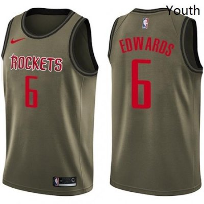 Youth Nike Houston Rockets 6 Vincent Edwards Swingman Green Salute to Service NBA Jersey