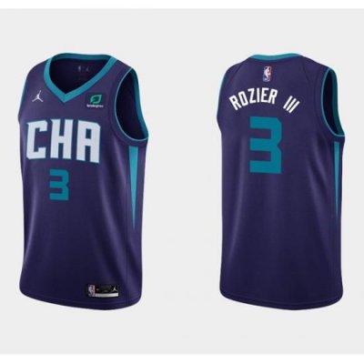 Men Charlotte Hornets 3 Terry Rozier III Purple Stitched Basketball Jersey