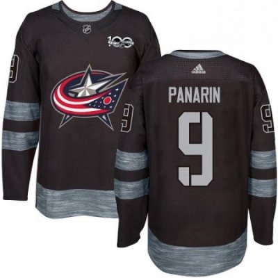 Mens Adidas Columbus Blue Jackets 9 Artemi Panarin Authentic Black 1917 2017 100th Anniversary NHL Jersey