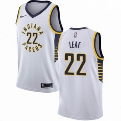 Mens Nike Indiana Pacers 22 T J Leaf Authentic White NBA Jersey Association Edition