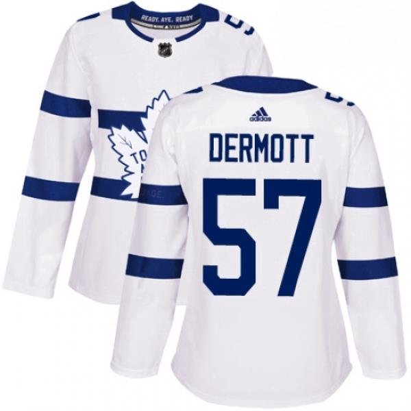 Womens Adidas Toronto Maple Leafs 57 Travis Dermott Authentic White 2018 Stadium Series NHL Jersey