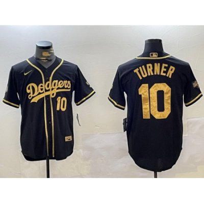 Dodgers 10 Justin Turner Black Cool Base Stitched MLB Jersey