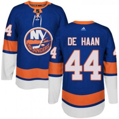 Youth Adidas New York Islanders 44 Calvin de Haan Authentic Royal Blue Home NHL Jersey