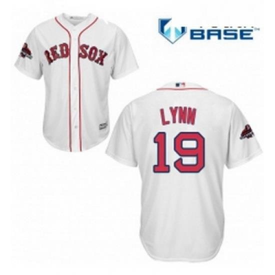 Youth Majestic Boston Red Sox 19 Fred Lynn Authentic White Home Cool Base 2018 World Series Champions MLB Jersey