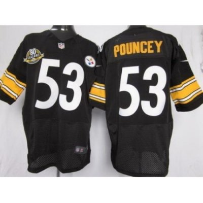 Nike Pittsburgh Steelers 53 Maurkice Pouncey Black Elite W 80 Anniversary Patch NFL Jersey