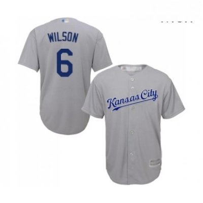 Mens Kansas City Royals 6 Willie Wilson Replica Grey Road Cool Base Baseball Jersey