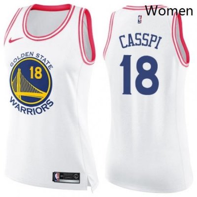 Womens Nike Golden State Warriors 18 Omri Casspi Swingman WhitePink Fashion NBA Jersey