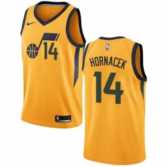 Mens Nike Utah Jazz 14 Jeff Hornacek Authentic Gold NBA Jersey Statement Edition