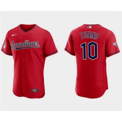 Men Cleveland Guardians 10 Mike Zunino Red Flex Base Stitched Jersey