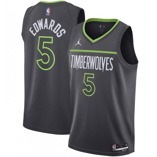 Men Minnesota Timberwolves 5 Anthony Edwards Black Statement Edition Stitched Jersey