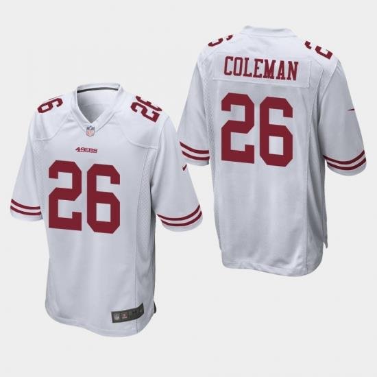 Men Nike 49ers #26 Tevin Coleman White Game Jersey