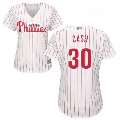 Womens Majestic Philadelphia Phillies 30 Dave Cash Replica WhiteRed Strip Home Cool Base MLB Jersey