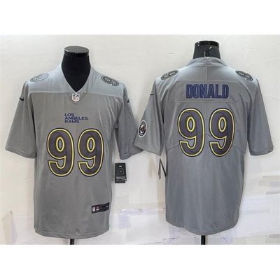 Men Los Angeles Rams 99 Aaron Donald Grey With Patch Atmosphere Fashion Stitched Jersey