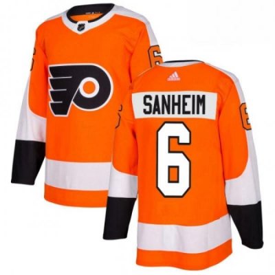 Mens Adidas Philadelphia Flyers 6 Travis Sanheim Premier Orange Home NHL Jersey