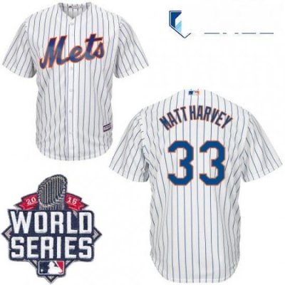 Mens Majestic NeW York Mets 33 Matt Harvey Authentic White Home Cool Base 2015 World Series MLB Jersey