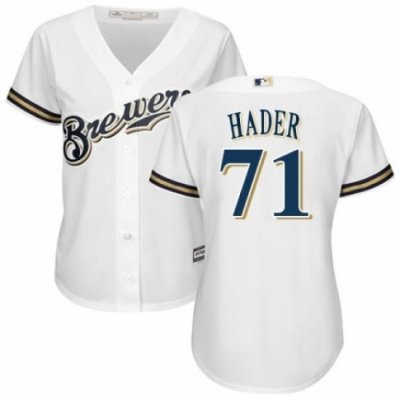 Womens Majestic Milwaukee Brewers 71 Josh Hader Replica Navy Blue Alternate Cool Base MLB Jersey