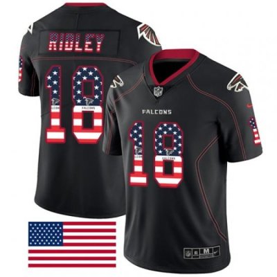 Nike Falcons #18 Calvin Ridley Black Men Stitched NFL Limited Rush USA Flag Jersey