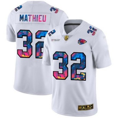 Kansas City Chiefs 32 Tyrann Mathieu Men White Nike Multi Color 2020 NFL Crucial Catch Limited NFL Jersey