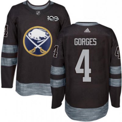 Mens Adidas Buffalo Sabres 4 Josh Gorges Authentic Black 1917 2017 100th Anniversary NHL Jersey