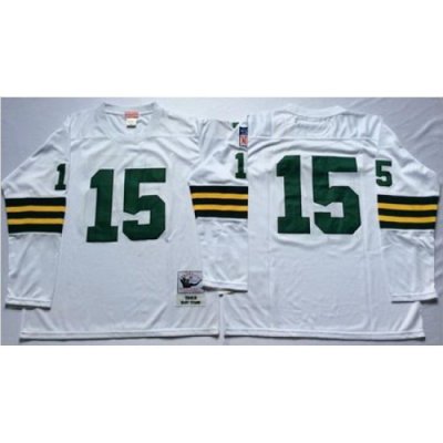 Mitchell&Ness 1969 Packers 15 Bart Starr White Throwback Stitched NFL Jersey