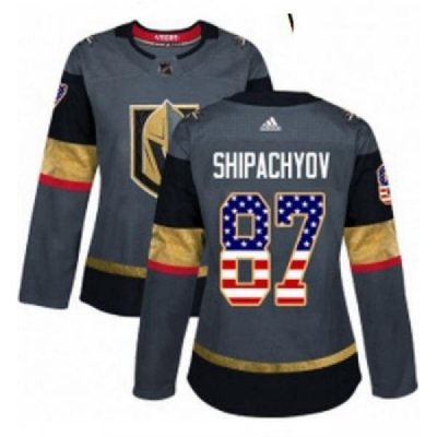 Womens Adidas Vegas Golden Knights 87 Vadim Shipachyov Authentic Gray USA Flag Fashion NHL Jersey