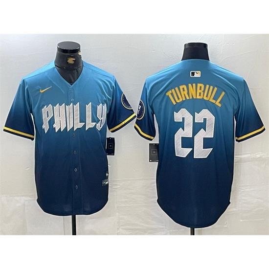 Men Philadelphia Phillies 22 Spencer Turnbull Blue 2024 City Connect Limited Stitched Jersey