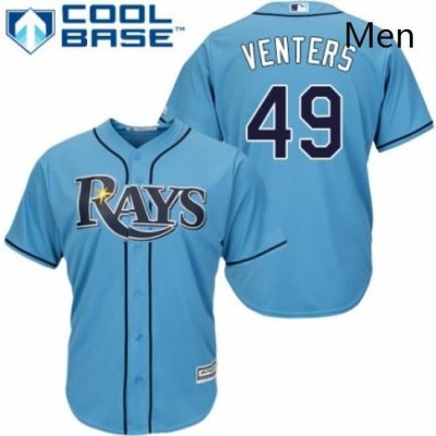 Mens Majestic Tampa Bay Rays 49 Jonny Venters Replica Light Blue Alternate 2 Cool Base MLB Jersey