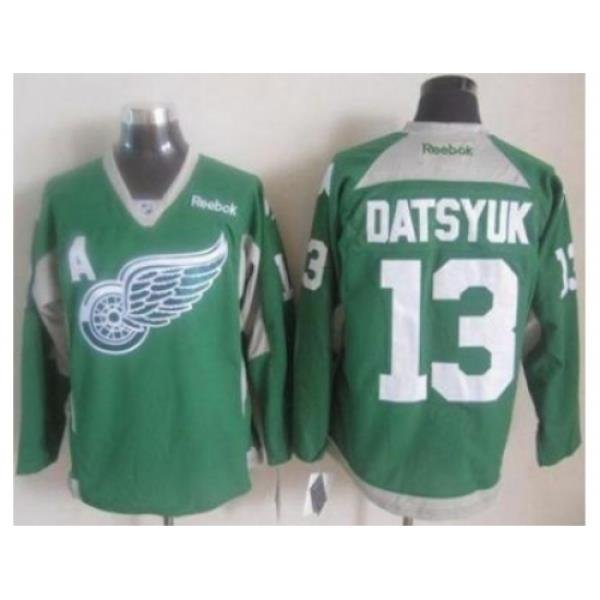 Detroit Red Wings #13 Pavel Datsyuk Green Practice Stitched NHL Jersey