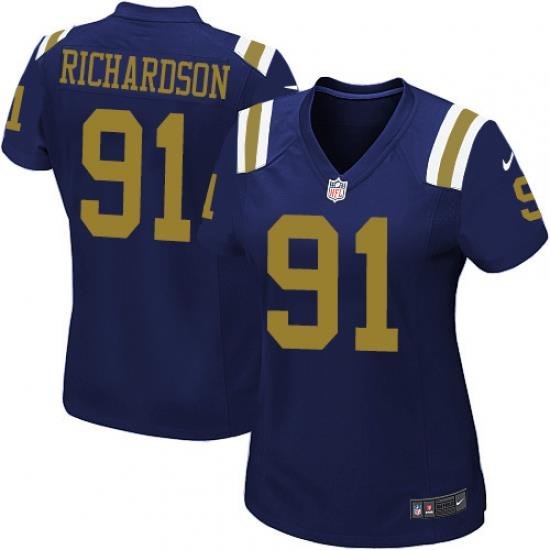 Women's Nike NeW York Jets #91 Sheldon Richardson Elite Navy Blue Alternate NFL