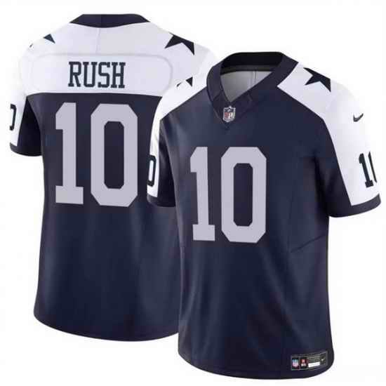 Men Dallas Cowboys 10 Cooper Rush Navy White Thanksgiving Vapor Untouchable Limited Stitched Football Jersey