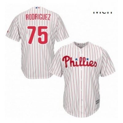 Mens Majestic Philadelphia Phillies 75 Francisco Rodriguez Replica WhiteRed Strip Home Cool Base MLB Jersey