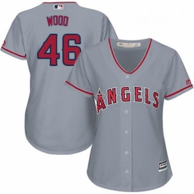 Womens Majestic Los Angeles Angels of Anaheim 46 Blake Wood Replica Grey Road Cool Base MLB Jersey