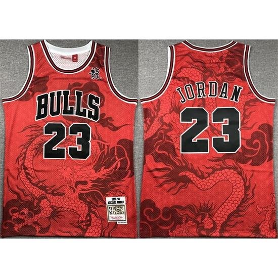 Men Chicago Bulls 23 Michael Jordan Red 1997 98 Throwback Stitched Basketball Jersey 02