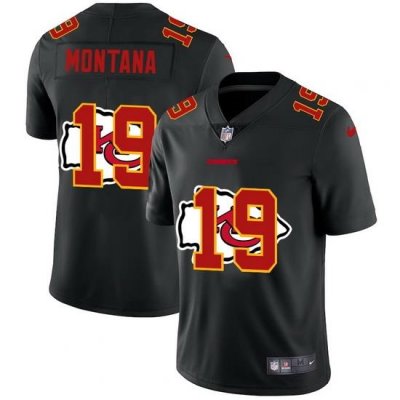 Kansas City Chiefs 19 Joe Montana Men Nike Team Logo Dual Overlap Limited NFL Jersey Black