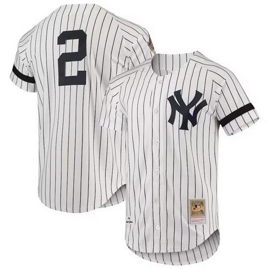 Men NeW York Yankees 2 Derek Jeter White 1996 Mitchell  26 Ness Cool Base Stitched Baseball Jersey