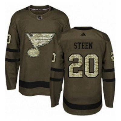 Mens Adidas St Louis Blues 20 Alexander Steen Premier Green Salute to Service NHL Jersey