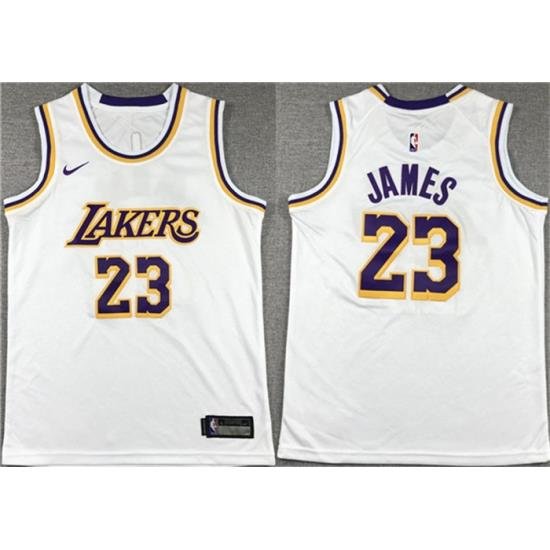 Men Los Angeles Lakers 23 LeBron James White Stitched Basketball Jersey