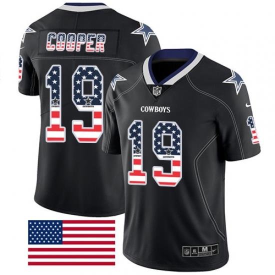 Nike Cowboys #19 Amari Cooper Black Men Stitched NFL Limited Rush USA Flag Jersey