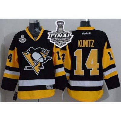 Penguins #14 Chris Kunitz Black Alternate 2017 Stanley Cup Final Patch Stitched NHL Jersey