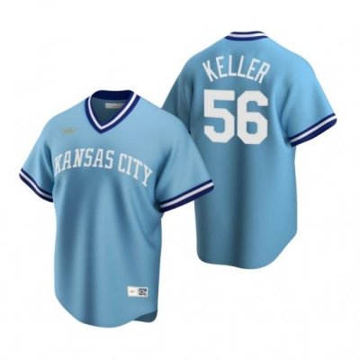 Mens Nike Kansas City Royals 56 Brad Keller Light Blue CooperstoWn Collection Road Stitched Baseball Jersey