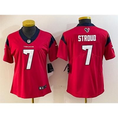 Women Houston Texans 7 C J  Stroud Red Vapor Untouchable Limited Stitched Jersey  28Run Small 29