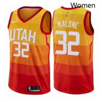 Womens Nike Utah Jazz 32 Karl Malone Swingman Orange NBA Jersey City Edition