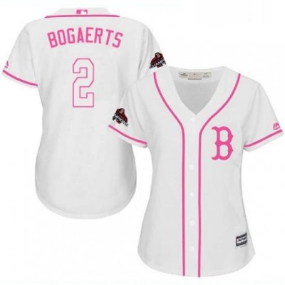 Womens Majestic Boston Red Sox 2 Xander Bogaerts Authentic White Fashion 2018 World Series Champions MLB Jersey