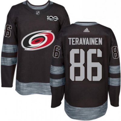 Mens Adidas Carolina Hurricanes 86 Teuvo Teravainen Premier Black 1917 2017 100th Anniversary NHL Jersey