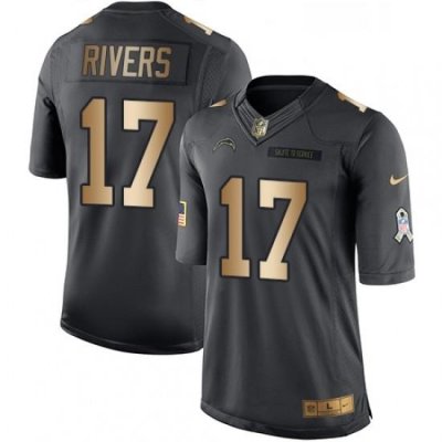 Men Nike Los Angeles Chargers 17 Philip Rivers Limited BlackGold Salute to Service NFL Jersey