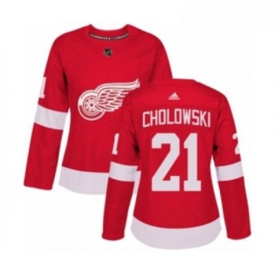 Womens Adidas Detroit Red Wings 21 Dennis Cholowski Premier Red Home NHL Jersey