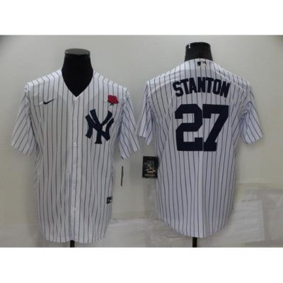 Men NeW York Yankees 27 Giancarlo Stanton White Cool Base Stitched Baseball Jerseys